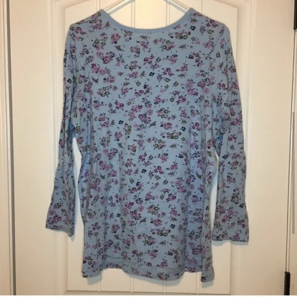Woman Within Blue Floral Plus Size Top Medium - Picture 3 of 4